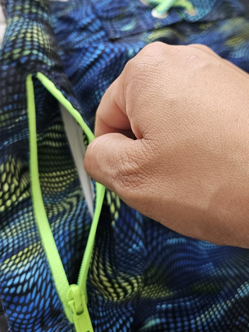 Body Glove Blue & Neon Green Wave Print Swim Trunks - Picture 4 of 6